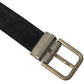 Dolce & Gabbana Black Suede Leather Gold Metal Buckle Belt