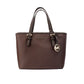 Michael Kors Jet Set Mocha Leather XS Carryall Top Zip Tote Bag Purse