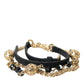 Dolce & Gabbana Black Suede Gold Chain Crystal Waist Belt