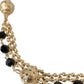 Dolce & Gabbana Black Suede Gold Chain Crystal Waist Belt