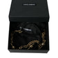 Dolce & Gabbana Black Suede Gold Chain Crystal Waist Belt