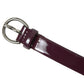 Dolce & Gabbana Maroon Leather Silver Metal Buckle Belt