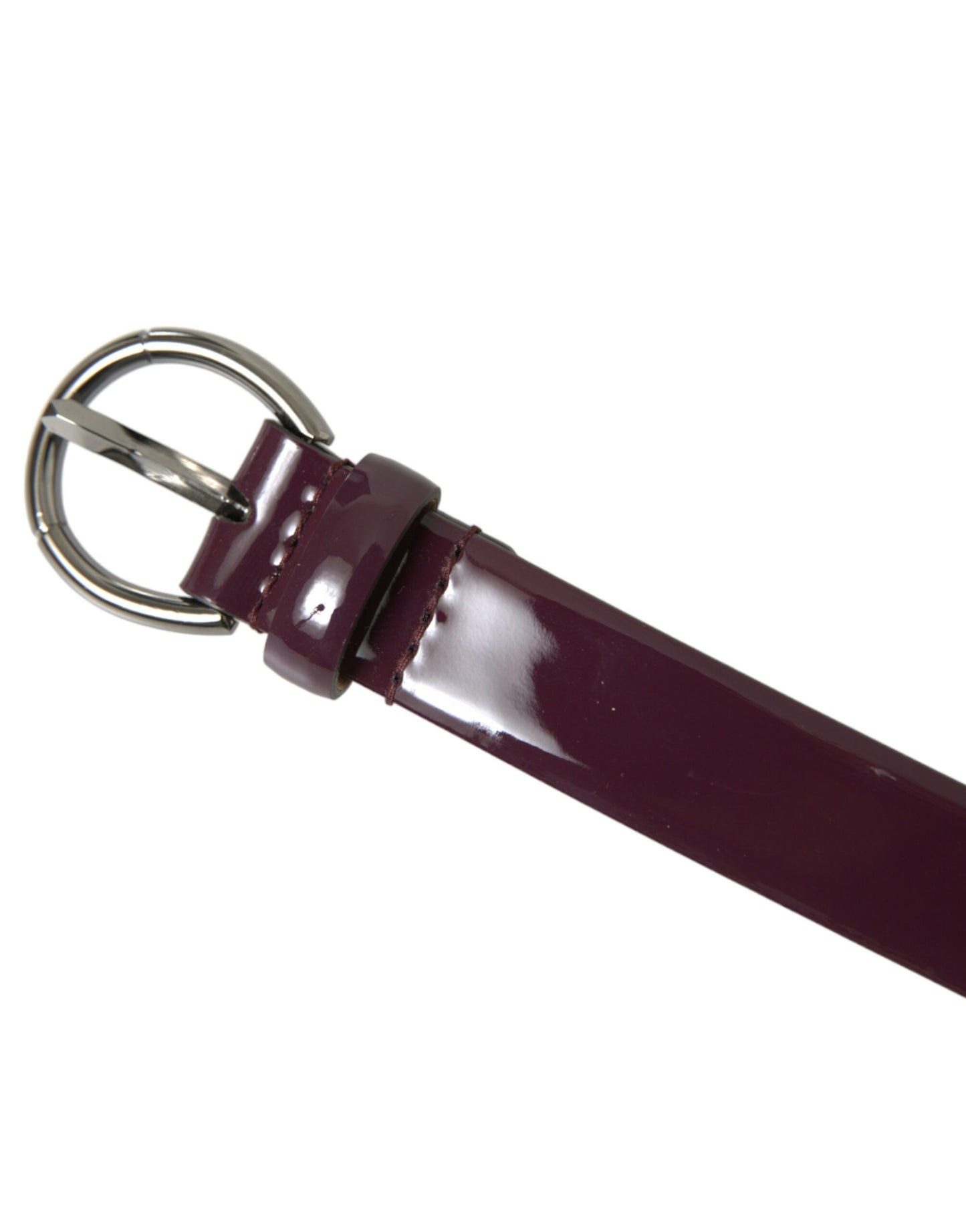 Dolce & Gabbana Maroon Leather Silver Metal Buckle Belt