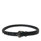 Dolce & Gabbana Black Embellished Leather Engraved Buckle Belt