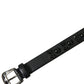 Dolce & Gabbana Black Embellished Leather Engraved Buckle Belt