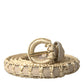 Dolce & Gabbana Beige Raffia Leather Metal Buckle Belt