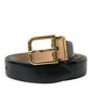 Dolce & Gabbana Black Calf Leather Gold Metal Buckle Belt