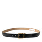 Dolce & Gabbana Black Calf Leather Gold Metal Buckle Belt