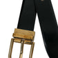 Dolce & Gabbana Black Calf Leather Gold Metal Buckle Belt