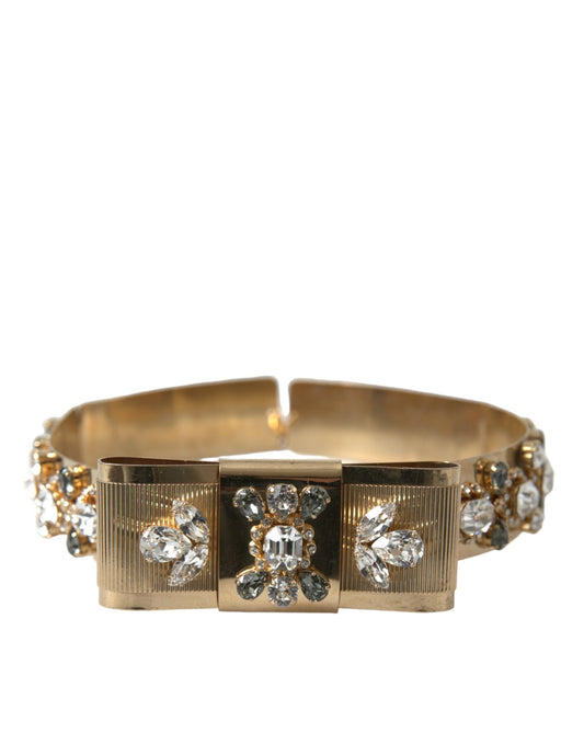 Dolce & Gabbana Gold Tone Brass Crystal Embellished Belt