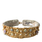 Dolce & Gabbana Gold Brass Faux Pearl Floral Embellished Belt