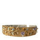 Dolce & Gabbana Gold Brass Faux Pearl Floral Embellished Belt