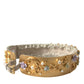 Dolce & Gabbana Gold Brass Faux Pearl Floral Embellished Belt