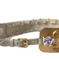 Dolce & Gabbana Gold Brass Faux Pearl Floral Embellished Belt