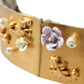 Dolce & Gabbana Gold Brass Faux Pearl Floral Embellished Belt