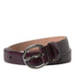 Dolce & Gabbana Maroon Leather Silver Metal Buckle Belt