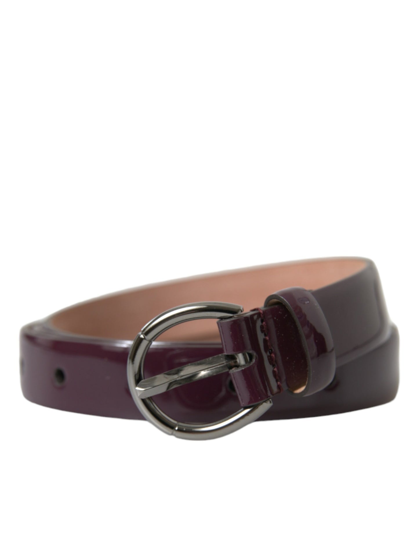 Dolce & Gabbana Maroon Leather Silver Metal Buckle Belt