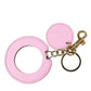 Dolce & Gabbana Pink Calf Leather Gold Metal Logo Print Keyring Keychain