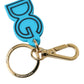 Dolce & Gabbana Blue Rubber Gold Tone Metal DG Logo Keyring Keychain