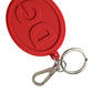 Dolce & Gabbana Red Rubber DG Logo Silver Brass Metal Keyring Keychain