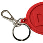 Dolce & Gabbana Red Rubber DG Logo Silver Brass Metal Keyring Keychain