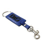 Dolce & Gabbana Blue Calf Leather DG Logo Silver Brass Keyring Keychain