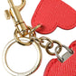 Dolce & Gabbana Red Heart Calf Leather Gold Tone Brass Keyring Keychain