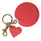 Dolce & Gabbana Red Heart Calf Leather Gold Tone Brass Keyring Keychain