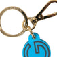 Dolce & Gabbana Blue Rubber Gold Tone Metal DG Logo Keyring Keychain