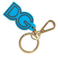 Dolce & Gabbana Blue Rubber Gold Tone Metal DG Logo Keyring Keychain