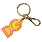 Dolce & Gabbana Yellow Rubber Gold Tone Metal DG Logo Keyring Keychain