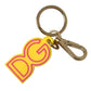 Dolce & Gabbana Yellow Rubber Gold Tone Metal DG Logo Keyring Keychain