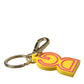 Dolce & Gabbana Yellow Rubber Gold Tone Metal DG Logo Keyring Keychain