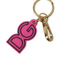 Dolce & Gabbana Pink Rubber Gold Tone Metal DG Logo Keyring Keychain