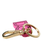 Dolce & Gabbana Pink Rubber Gold Tone Metal DG Logo Keyring Keychain