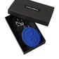 Dolce & Gabbana Blue Rubber DG Logo Silver Brass Metal Keyring Keychain