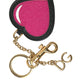 Dolce & Gabbana Pink Black Heart Leather Gold Tone Brass Keyring Keychain