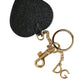 Dolce & Gabbana Pink Black Heart Leather Gold Tone Brass Keyring Keychain