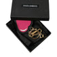 Dolce & Gabbana Pink Black Heart Leather Gold Tone Brass Keyring Keychain