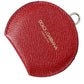 Dolce & Gabbana Red Calfskin Leather Round Logo Hand Mirror Holder