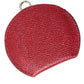 Dolce & Gabbana Red Calfskin Leather Round Logo Hand Mirror Holder