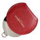 Dolce & Gabbana Red Calfskin Leather Round Logo Hand Mirror Holder