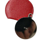 Dolce & Gabbana Red Calfskin Leather Round Logo Hand Mirror Holder