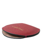 Dolce & Gabbana Red Calfskin Leather Round Logo Hand Mirror Holder