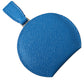 Dolce & Gabbana Blue Calfskin Leather Round Logo Hand Mirror Holder