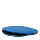 Dolce & Gabbana Blue Calfskin Leather Round Logo Hand Mirror Holder