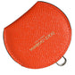 Dolce & Gabbana Orange Calfskin Leather Round Logo Hand Mirror Holder