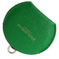 Dolce & Gabbana Green Calfskin Leather Round Logo Hand Mirror Holder