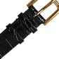 Dolce & Gabbana Black Textured Leather Gold Tone Metal Buckle Armband