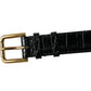 Dolce & Gabbana Black Textured Leather Gold Tone Metal Buckle Armband